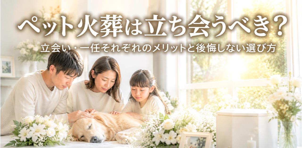 光が入るリビングで横たわる大型犬を家族で囲んでいる様子