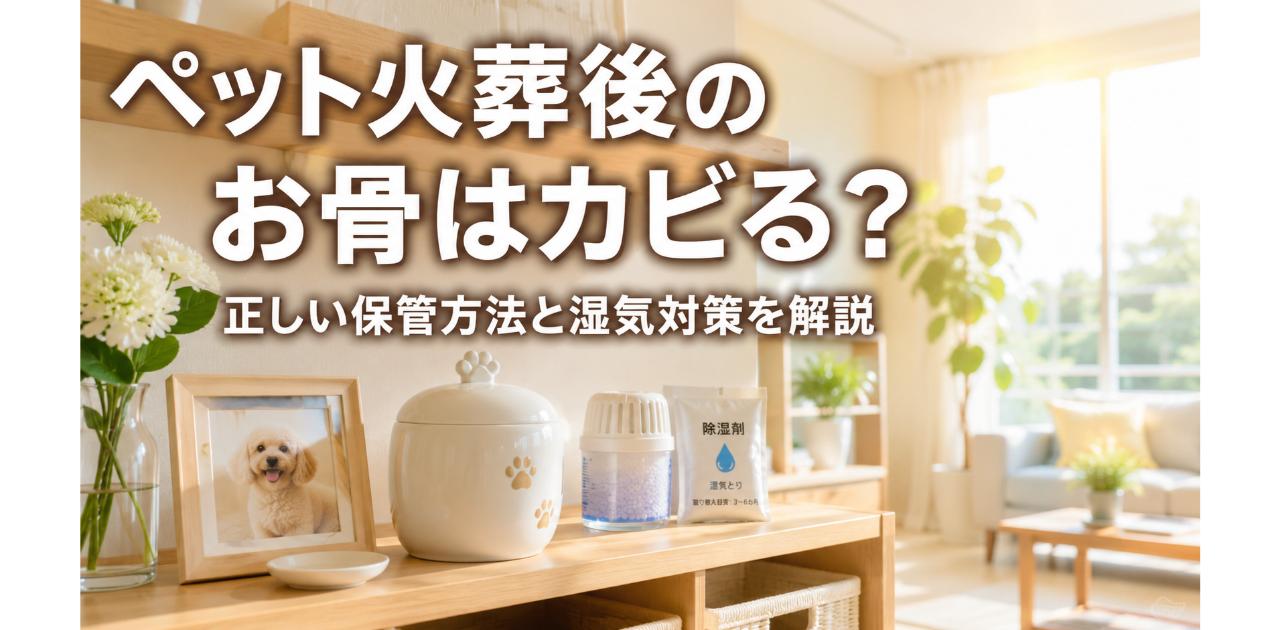 リビングのチェストの上に置かれた犬の遺影や骨壺